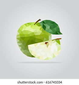 Polygon fruit. Abstract green apple