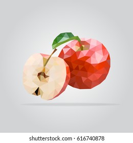 Polygon fruit. Abstract red apple