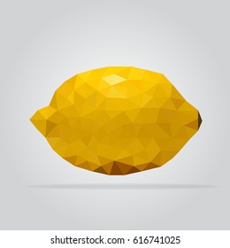 Polygon fruit. Abstract yellow lemon