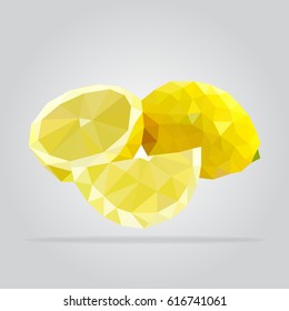 Polygon fruit. Abstract yellow lemon