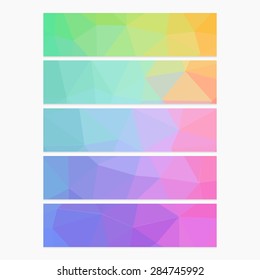 Polygon Geometric Banner. Trend Retro Grunge neon rainbow colored. Wallpaper, background, texture, fabric, web template. Wedding, Birthday, Party Invitation, Business, Scrapbooking projects