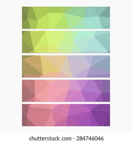 Polygon Geometric Banner. Trend Retro Grunge neon rainbow colored. Wallpaper, background, texture, fabric, web template. Wedding, Birthday, Party Invitation, Business, Scrapbooking projects