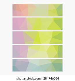 Polygon Geometric Banner. Trend Retro Grunge neon rainbow colored. Wallpaper, background, texture, fabric, web template. Wedding, Birthday, Party Invitation, Business, Scrapbooking projects
