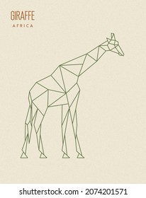 Polygon giraffe. Low poly animal. Geometric logo icon. Origami style