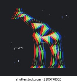 Polygon giraffe. Low poly animal. Geometric stereoscopic logo icon