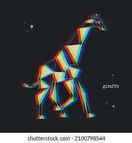 Girafa de polígono. Un animal de popa bajo. Icono del logotipo estereoscópico geométrico