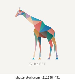 Polygon giraffe. Low poly animal logotype. Colorful geometric logo