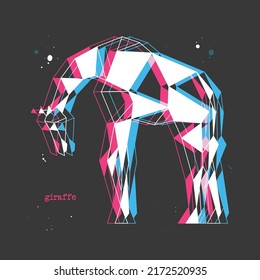 Polygon giraffe. Low poly animal. Geometric stereoscopic logo icon