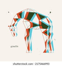 Polygon giraffe. Low poly animal. Geometric stereoscopic logo icon
