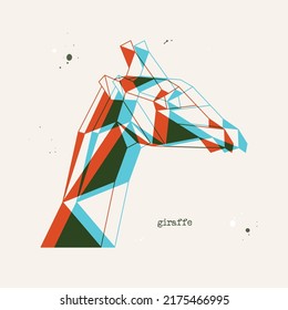 Polygon Giraffe. Low Poly Animal. Geometric Stereoscopic Logo Icon