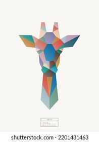 Polygon giraffe. Low poly animal head. Colorful geometric logo icon