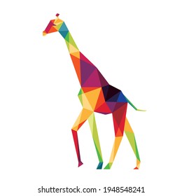 Polygon giraffe, low poly silhouette. Colorful giraffe Vector Icon. giraffe colorful logo. Colorful abstract Icon.