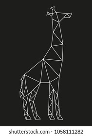 Polygon giraffe, white on black background