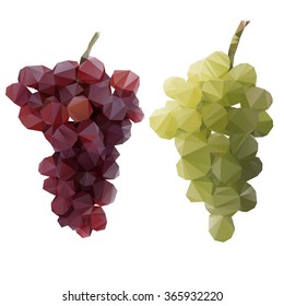 Polygon grapes. Green and red grape 