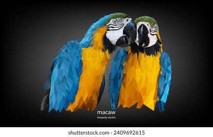 Polygon Graphics Blue and yellow two macaw parrot vector illustration