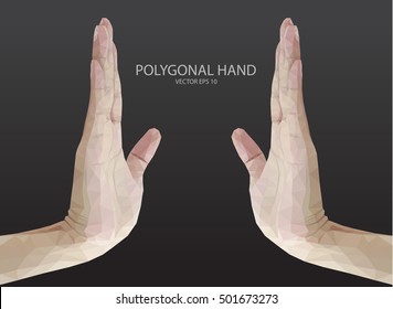 polygon hand fingers stop sign vector