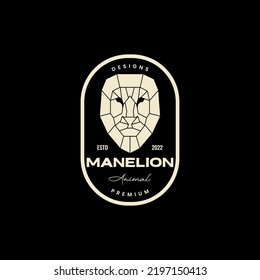 polygon head lion mane badge vintage logo