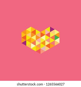 polygon heart on pink 