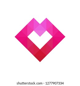 Polygon Heart symbol icon vector with gradient color