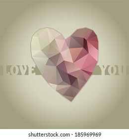 Polygon heart. Use as greeting card for valentine day