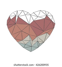 polygon heart vintage. sweet. vector. grunge.