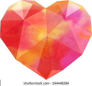 polygon heart with watercolor texture