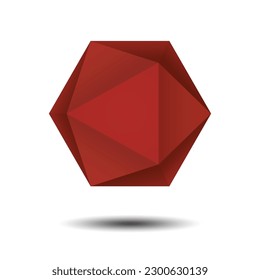 Polygon Hexagon Symbol mit Schatten auf weißem Hintergrund