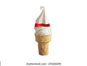 polygon Ice cream cone Strawberry.vector