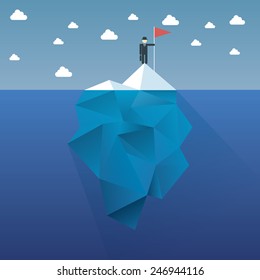 Polygon iceberg concept vector design with infographic menu options as symbol of business risk. Eps10 vector illustration.