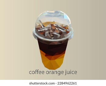 Polygon Iced coffee mixed with orange juice, two tones layer.