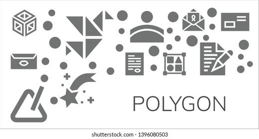 polygon icon set. 11 filled polygon icons.  Collection Of - Crystal, Origami, Letter, Triangle, Shapes, Convex, Shooting star