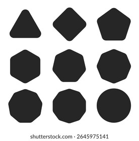 Polygon icon set vector isolated on white background. Vector illustration.