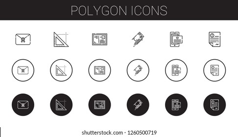 polygon icons set. Collection of polygon with letter, triangle. Editable and scalable polygon icons.