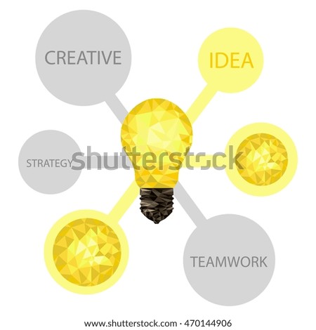 Polygon idea light bulb with business