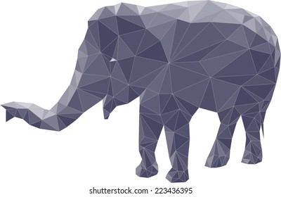 Polygon illustration of elephant, vector triangle design