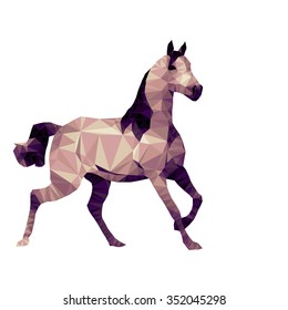 Polygon Illustration Of A Horse, Triangles