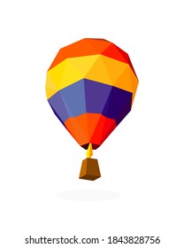 Polygon image of air balloon. vector illustration