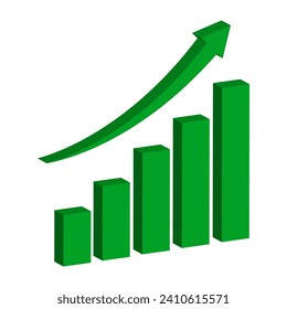 polygon increasing graph with arrow up. Vector illustration. EPS 10.