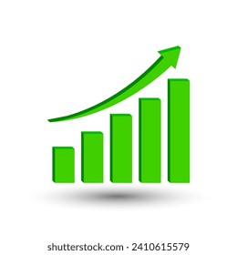 polygon increasing graph with arrow up. Vector illustration. EPS 10.