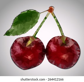 Polygon isolated berry cherry red as an element of modern design