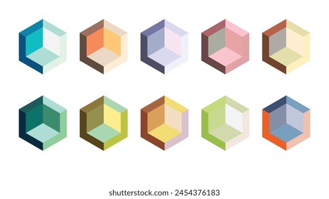 Polígono isométrico con Vector colorido
