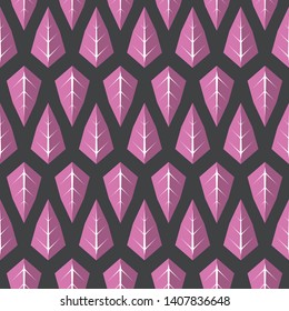 Polygon Leaves Purple Flat Seamless Pattern Stylized Dark Background