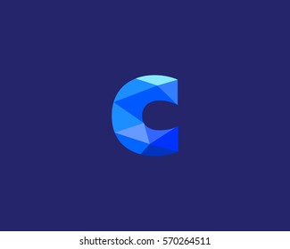 Polygon letter C logo design. Colorful art vector icon logotype. Bright alphabet type font.