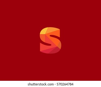 Polygon letter S logo design. Colorful art vector icon logotype. Bright alphabet type font.