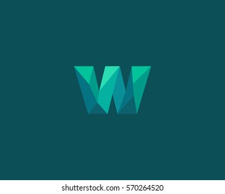 Diseño del logotipo de letra poligonal W. Logotipo de icono del vector de arte colorido. Fuente tipo alfabeto brillante.