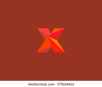 Polygon letter X logo design. Colorful art vector icon logotype. Bright alphabet type font.