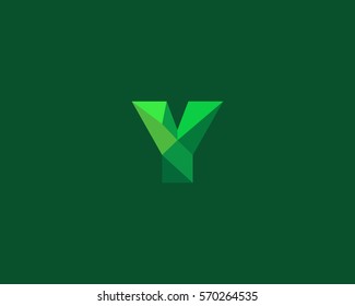 Polygon letter Y logo design. Colorful art vector icon logotype. Bright alphabet type font.