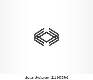 polygon line. Square icon shape logo. Geometric line logo design illustration