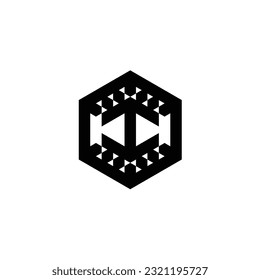 Polygon logo with arrow silhouette left right up down inside
