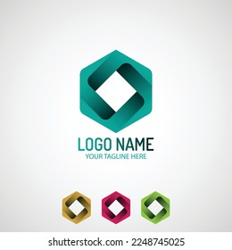 Polygon logo design vector, 3D polygon Shape logo